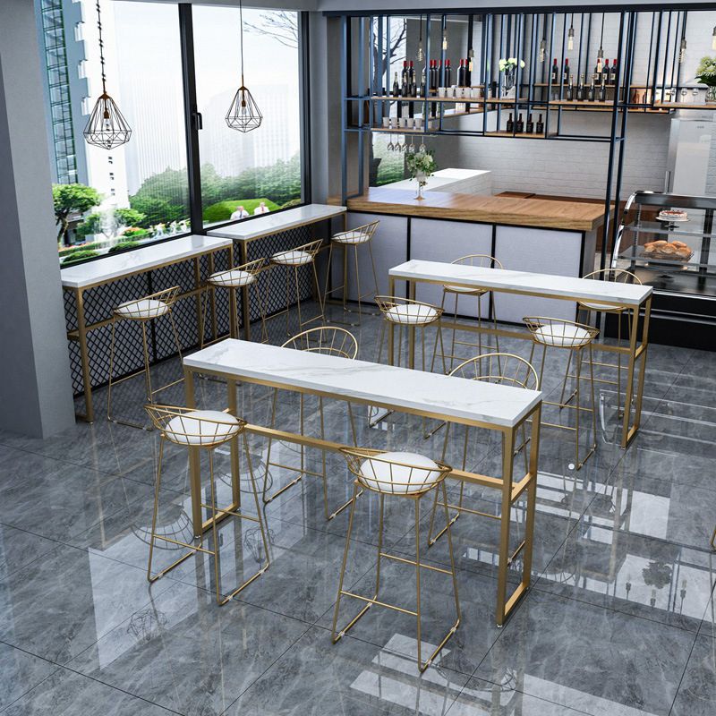 Faux Marble Bar Table Set Glam Style 1/3/5 Pieces Rectangle Counter Table