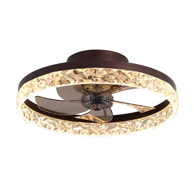 Modern Concise LED Ceiling Light Lacquered Iron Circular Ceiling Fans with Acrylic Shade