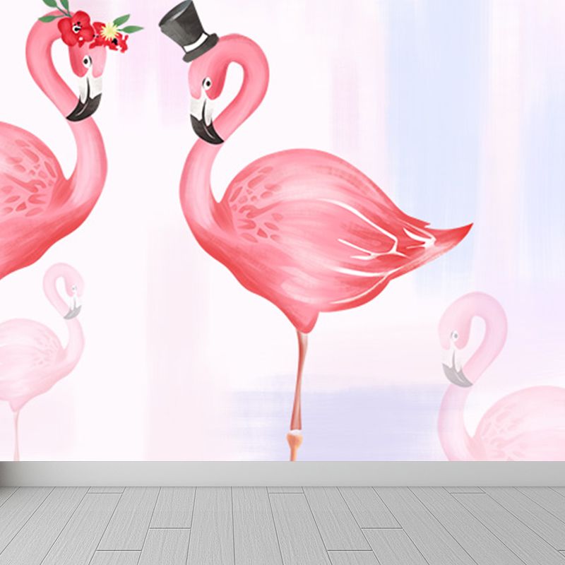 Flamingo muursticker sticker pastel kleur cartoon muur decor voor meisjes slaapkamer, waterdicht