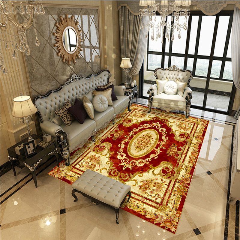 Gorgeous Marble Print Rug Funky Framed Carpet Polyester Anti-Slip Backing Area Rug for Living Room