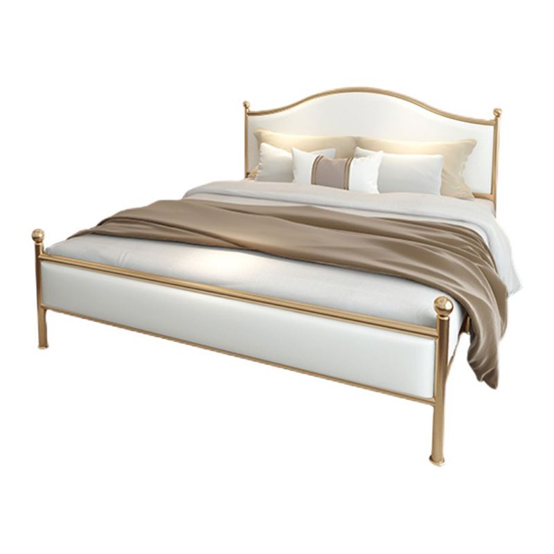 Modern Panel Bed Mattress Included Metal Standard Bed with Custom Gold Legs
