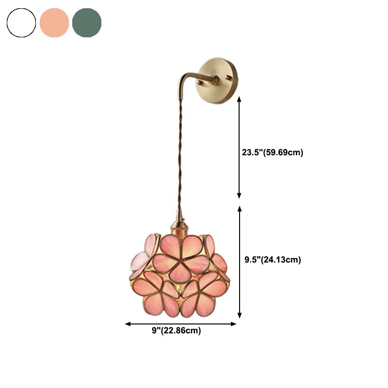 Modern Flower Sconce Glass 1-Light Sconce Light Fixture for Bedroom