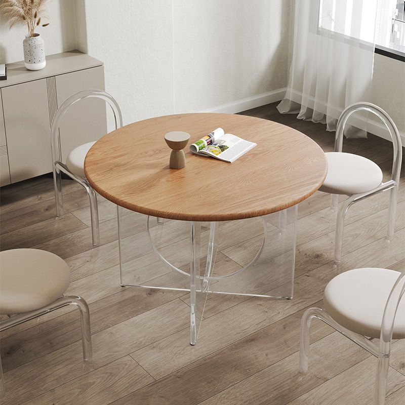 Solid Wood Top Dining Set 1/2/3/4/5 Pcs Kitchen Table and Chairs with Acrylic Frame