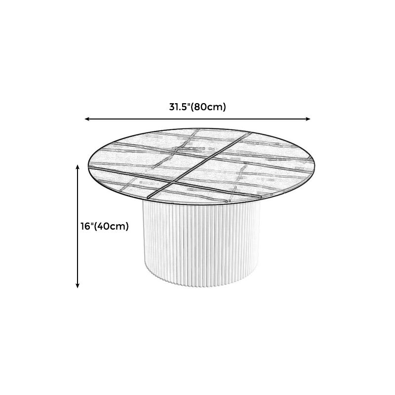 Modern Style Black/white Rock Slab Top Metal Craft Round Coffee Table