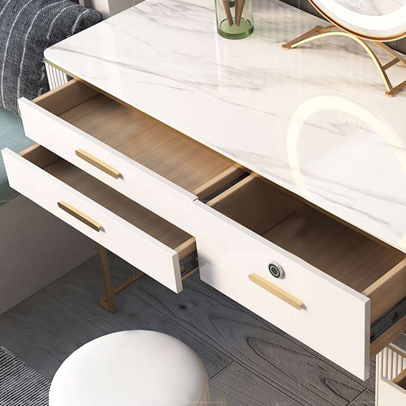 Glam Wood Make-up Vanity Slate Top Vanity Dressing Table with Drawer