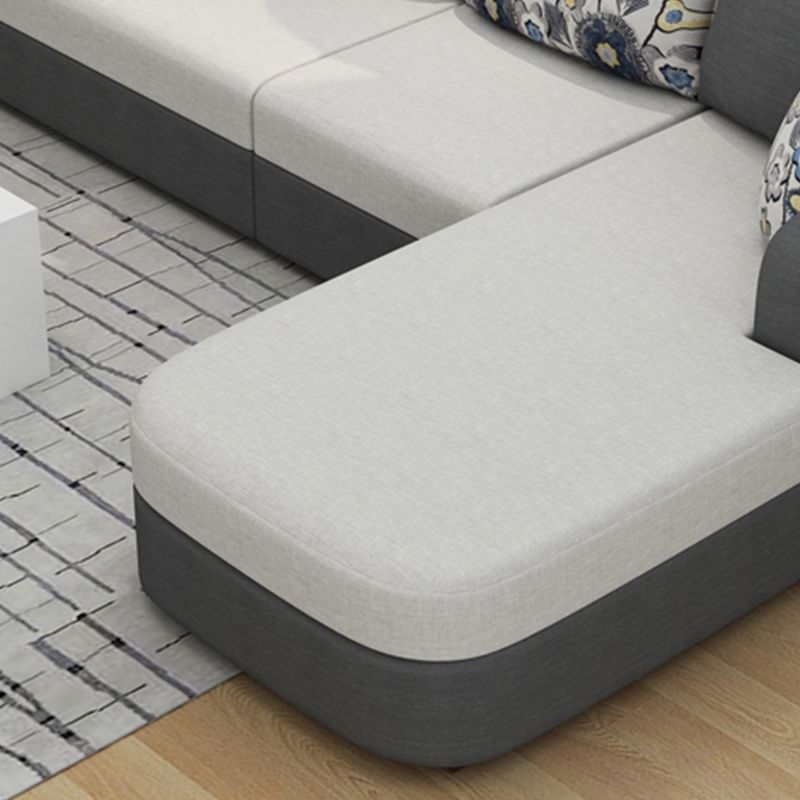 Contemporary 4-Seater Sofa with Storage Recessed Arm for Apartment