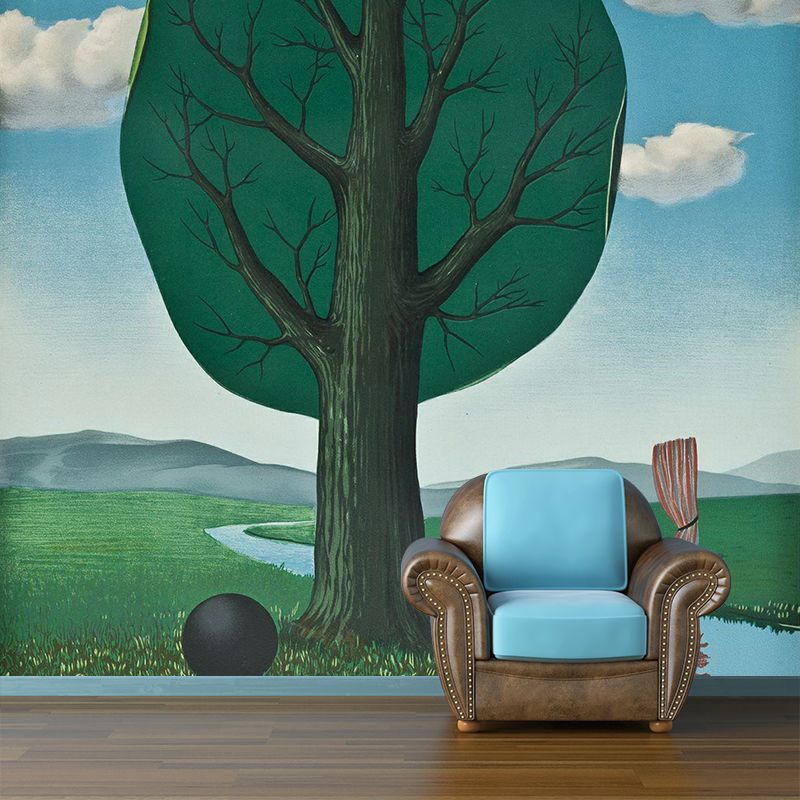 Rene Magritte the Giant Murals Wallpaper Blue-Green Bedroom Wall Art, Made to Measure