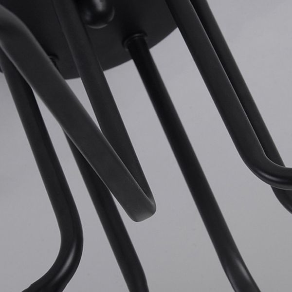 Black Radial Semi Flush Mount in Industrial Creative Style Lacquered Iron Ceiling Fixture