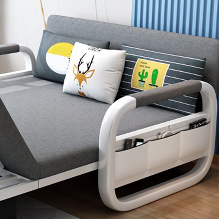 35.43" Wide Linen Sleeper Sofa with Storage Light Gray Sofa Bed