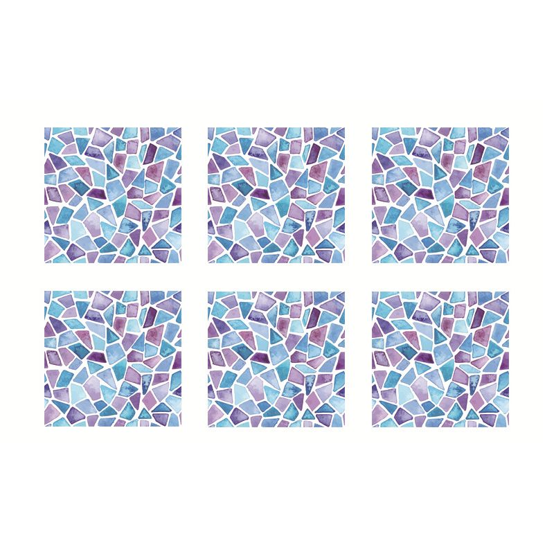 Industrial Mosaic Tile Wallpaper Panel Blue-Purple Marble Wall Covering, Peel and Stick