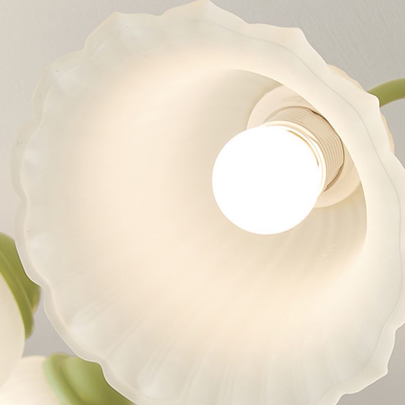 Modern Green Ceiling Lamp Glass Flush Mount Light Fixture for Bedroom