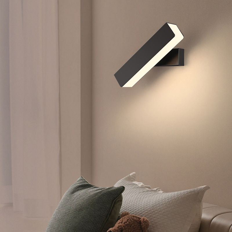 Lampada a parete a LED in ferro laccata in stile moderno rettangolare a parete rotabile per camera da letto