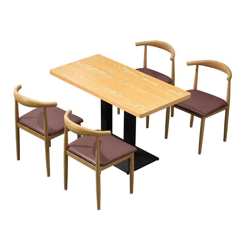 Modern Kitchen Dining Room Set with Wooden Top and Black Base Dining Furniture Set