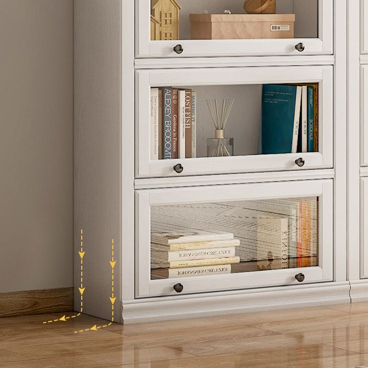 Modern Standard Bookcase Wooden White Bookshelf with Cabinets