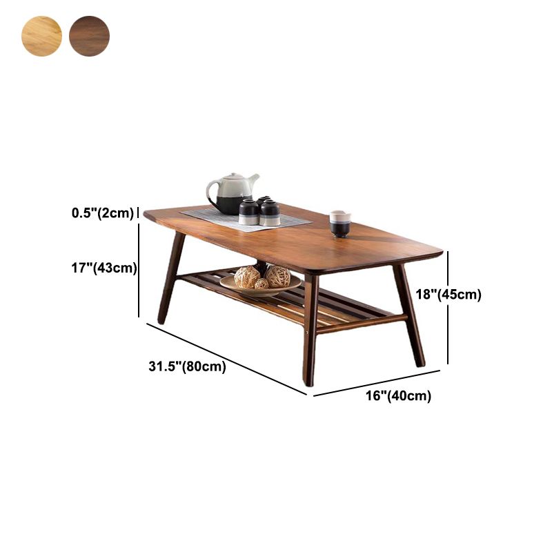 4 Legs 1 Single Coffee Table with Wood Accents Modern Rectangular Cocktail Table