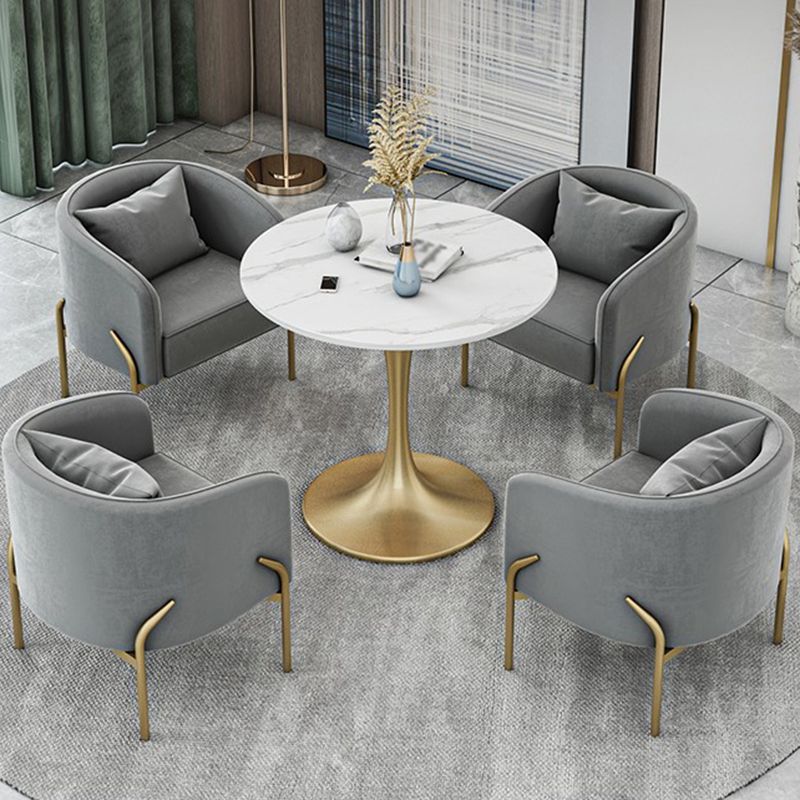 Traditional Luxury Round Dining Site Table Stone Home Furniture with Tulip Base