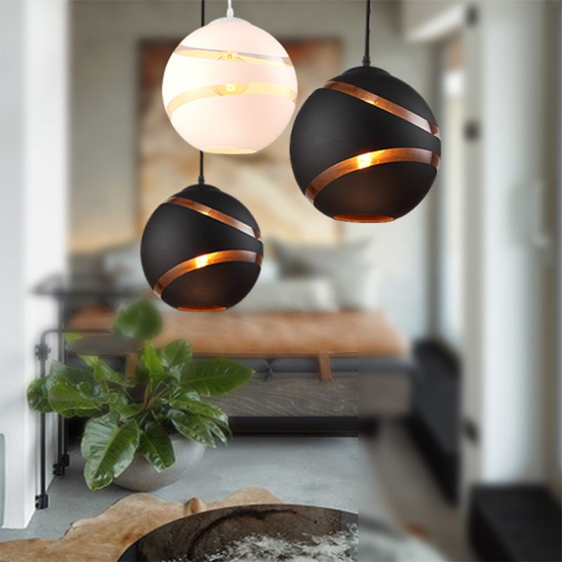 Contemporary Design Globe Hanging Lamp Frosted Glass Shade 1 Light Pendant Light for Restaurant