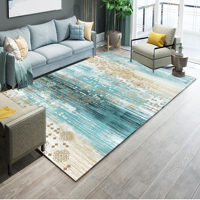 Yellow Modern Area Carpet Abstract Pattern Polyester Area Rug Stain Resistant Rug for Living Room