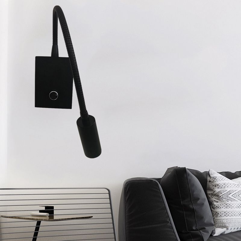 1 Light Square Wall Sconces Modern Style Metal Wall Mounted Reading Lights in Black