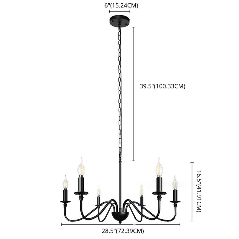 6-Lights Industrial Vintage Chandelier Metal Candlestick Lamp Holder Hanging Lamp for Restaurants Bar