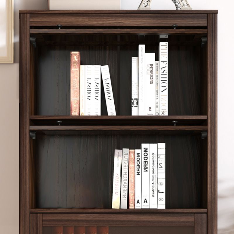 Bibliothèque verticale en bois fabriqué contemporain avec portes en verre