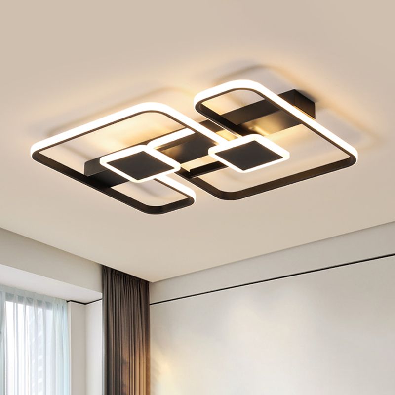 Illuminazione geometrica Flushmount Nordic Metal LED Camera da letto Flush Mount in nero, 16.5 "/20.5 "/24.5" W (La personalizzazione sarà di 7 giorni)