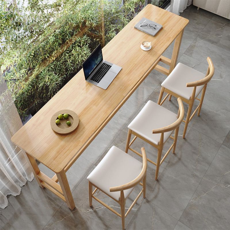 Indoor Contemporary Bar Dining Table Rectangle Trestle Wood Bar Table