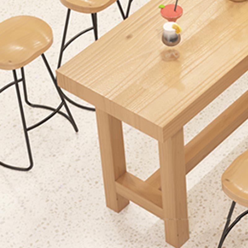 Modern Rectangle Table and Stool Set 1/2/6/11 Pieces Solid Wood Bar Table Set in Natural