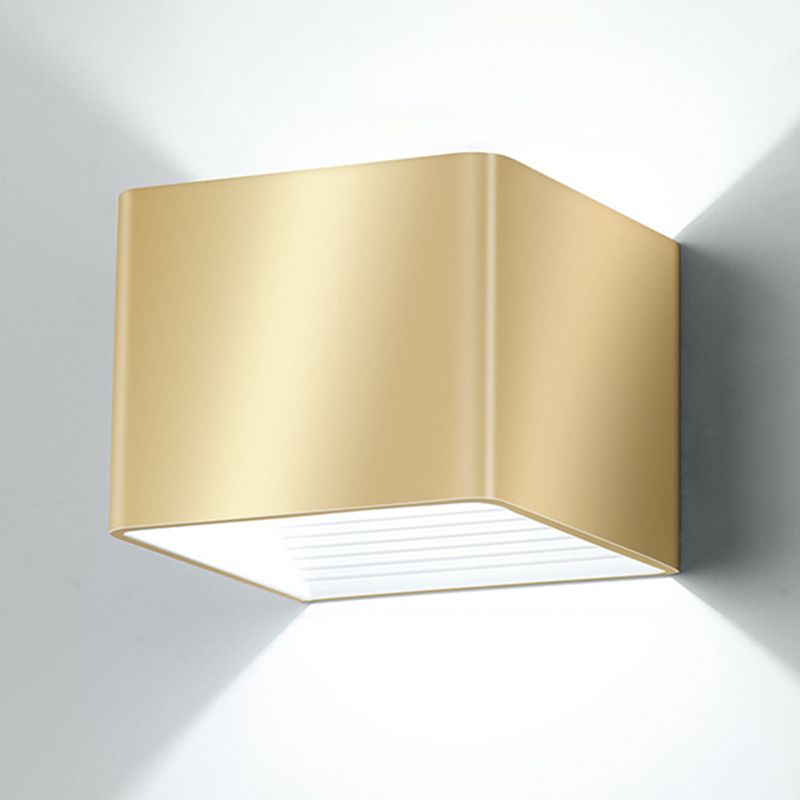 Modern Golden Wall Mounted Sconce Rectangle 2 Lights Shaded Wall Light