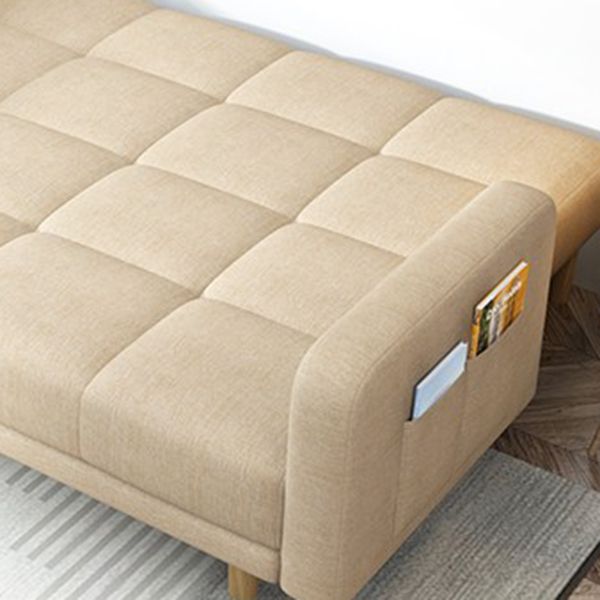 Contemporary Square Arm Sleeper Sofa Biscuit Back Convertible Sofa for Living Room