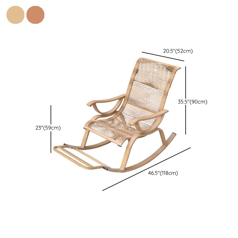 Modern Rocker Wicker Woven Rope with Gray Frame Recliner Chair