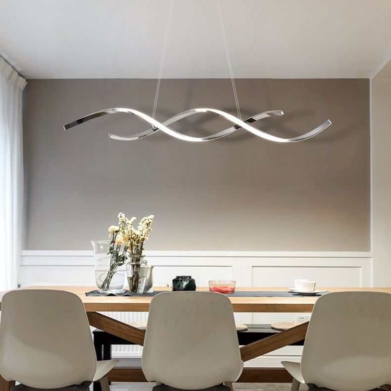 Metal Hanging Pendant Lights Contemporary Linear Hanging Lamps for Dining Room