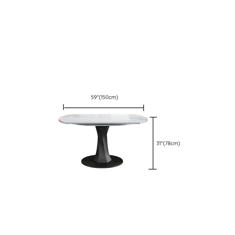 Modern Pedestal Dining Table Stone Top Dining Table with Leaf Extension
