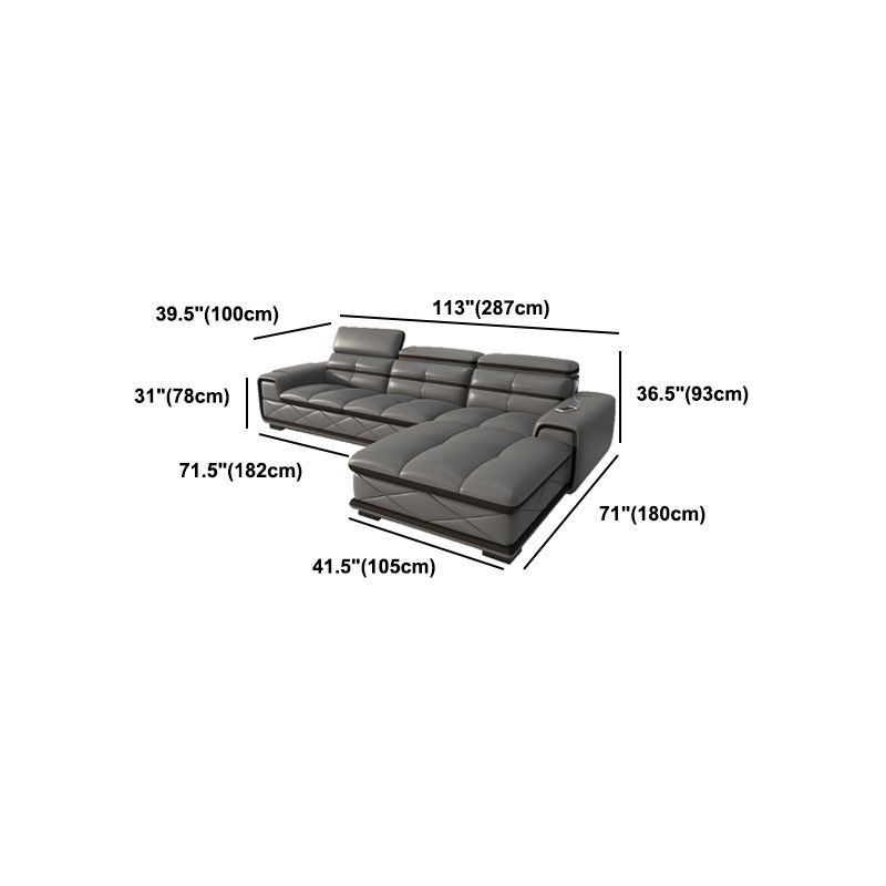 Modern Sofa Bed Leather Upholstered Grey Latex/sponge Upholstered Solid Wood Frame Sofa