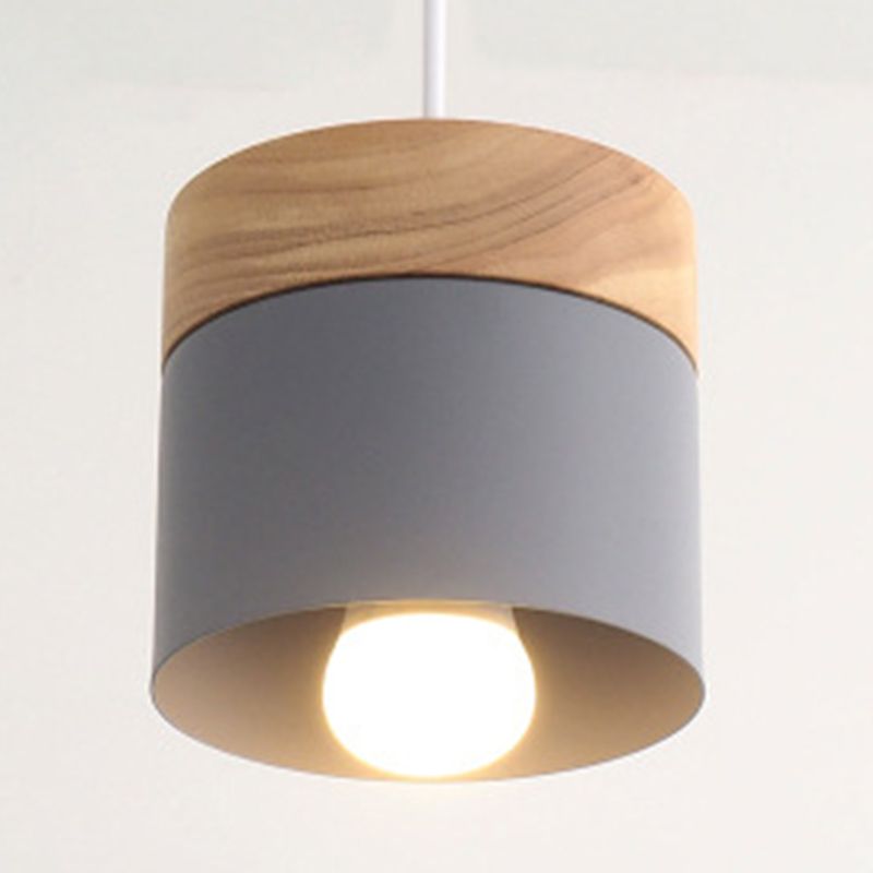 Moderni minimalisti in legno top a sospensione macaron in metallo a 1 luce a pendente illuminazione