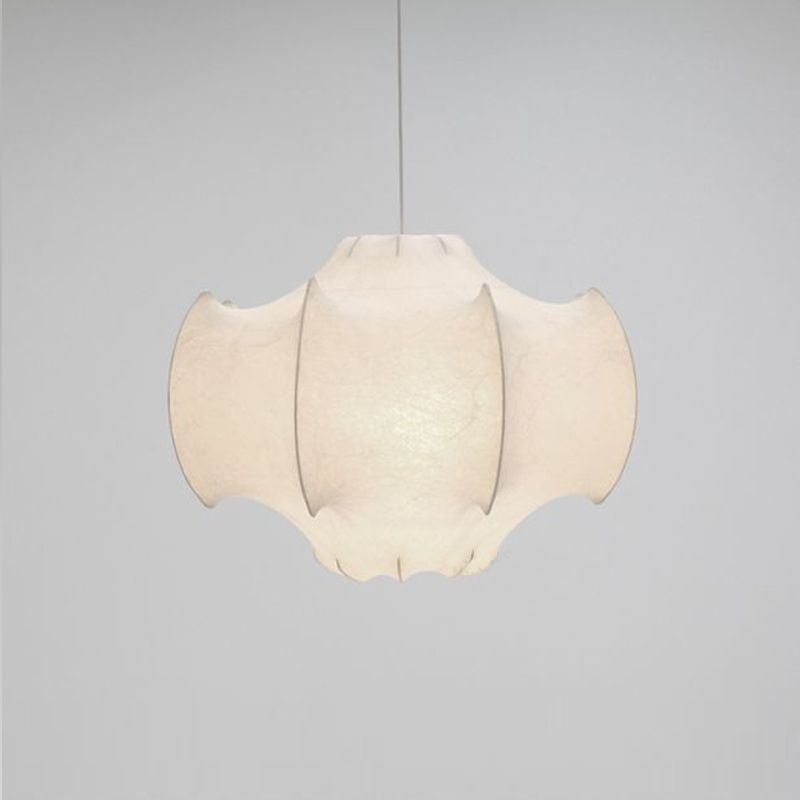 1-Light White Hanging Fixture in Modern Style Silk Unique Pendant Lighting