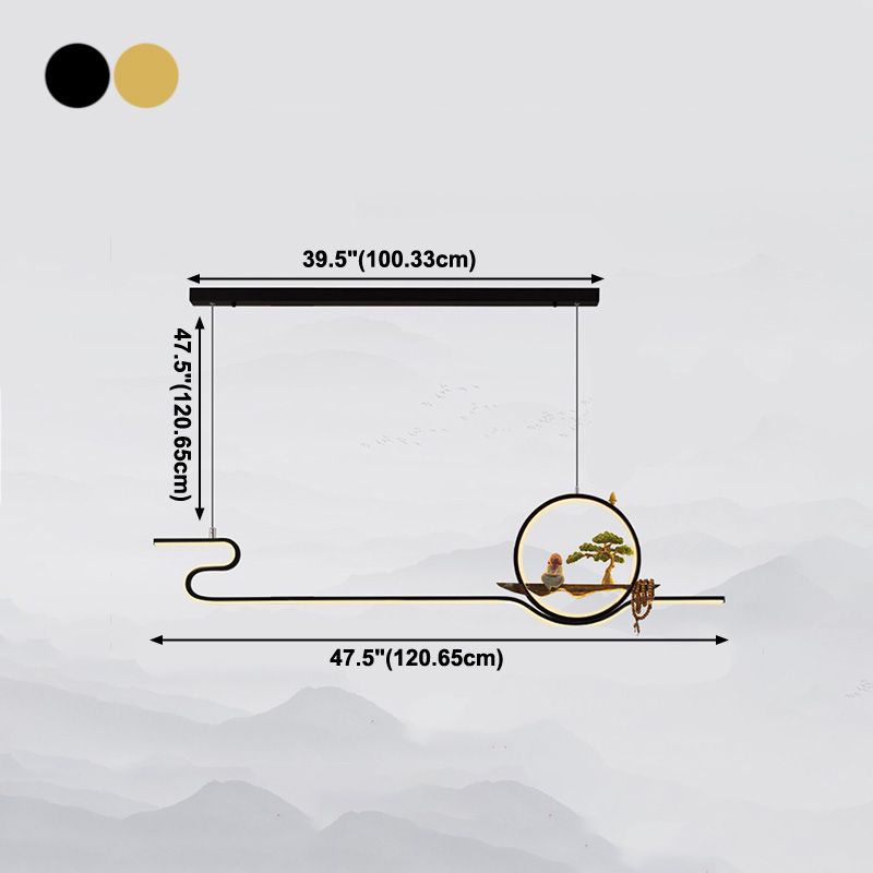 Accesorios de iluminación de isla lineal contemporánea metal de metal de 2 luces de iluminación