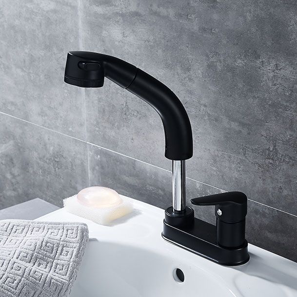 Modern Vessel Sink Bathroom Faucet Swivel Spout 2 Hole Faucets with Pull down Sprayer