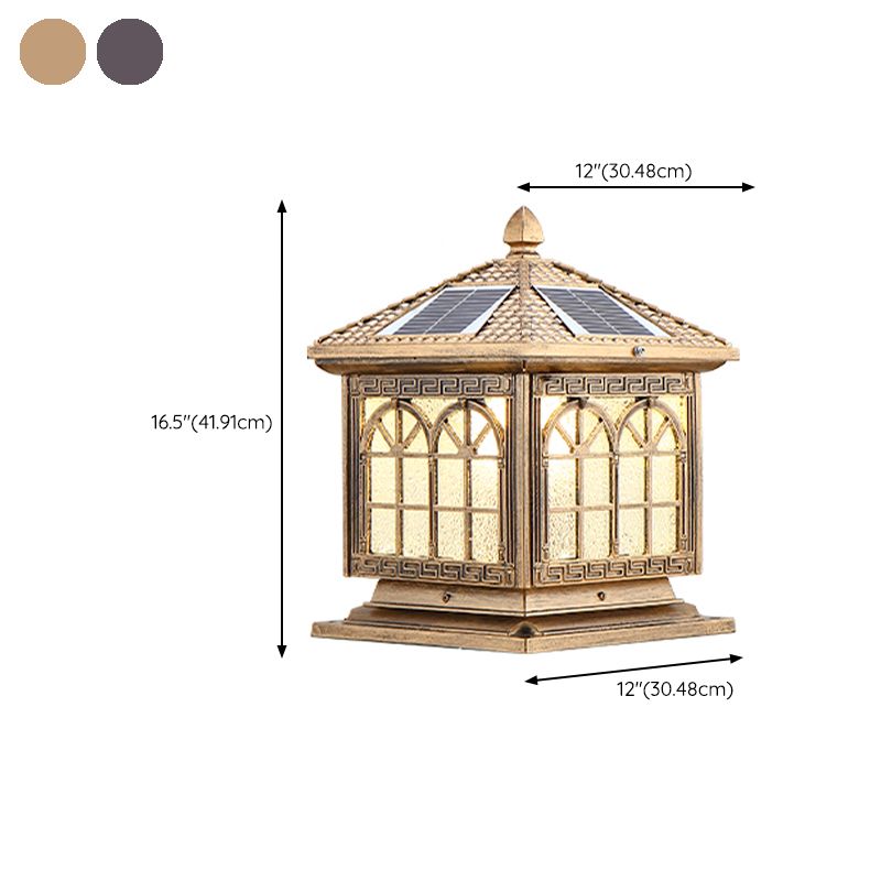 Contemporary Pillar Lighting Fixture Creative LED Solar Lamp for Garden