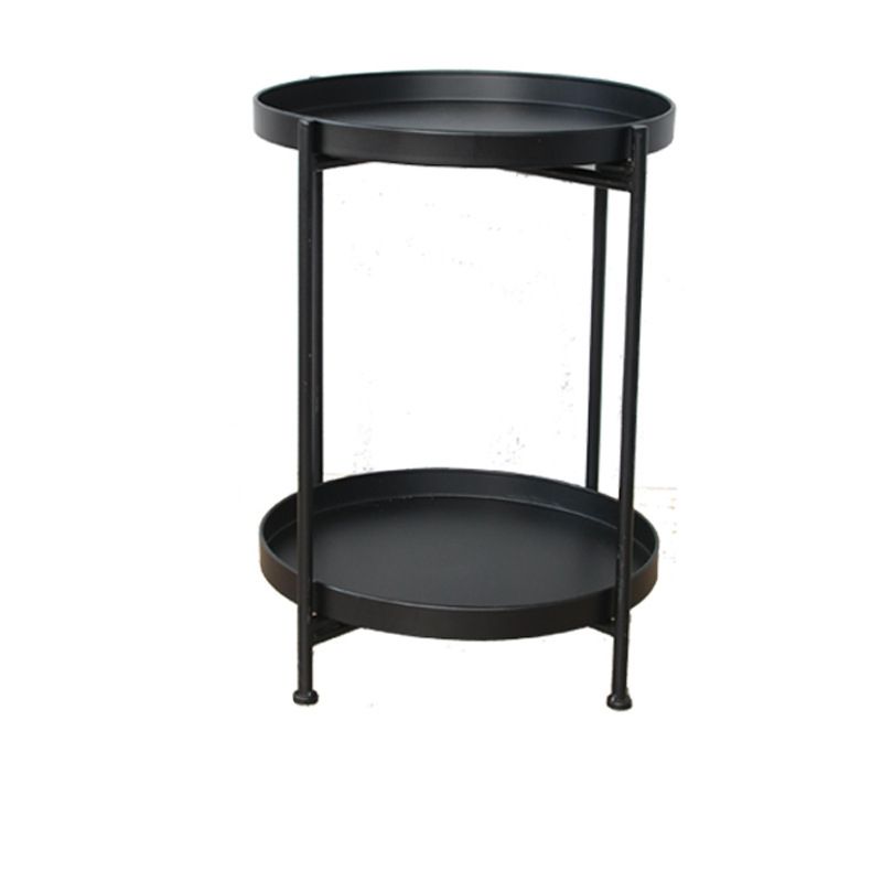 4 Legs Corner Table Round Tray Top Side End Table for Living Room