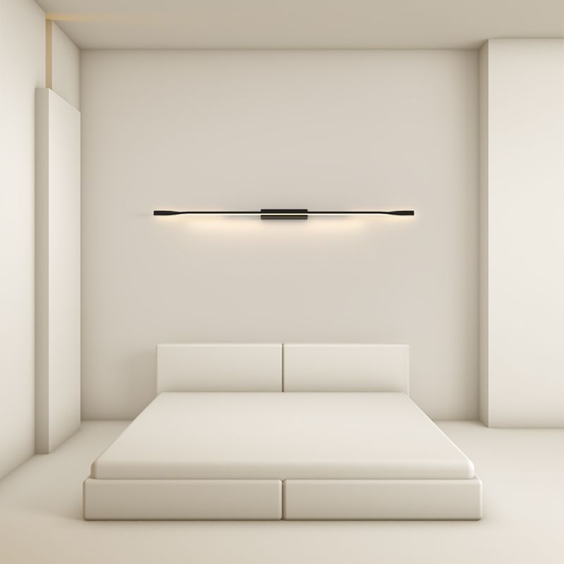 Linear Shape Metal Wall Lights Modern Style Wall Sconce Lights in Black