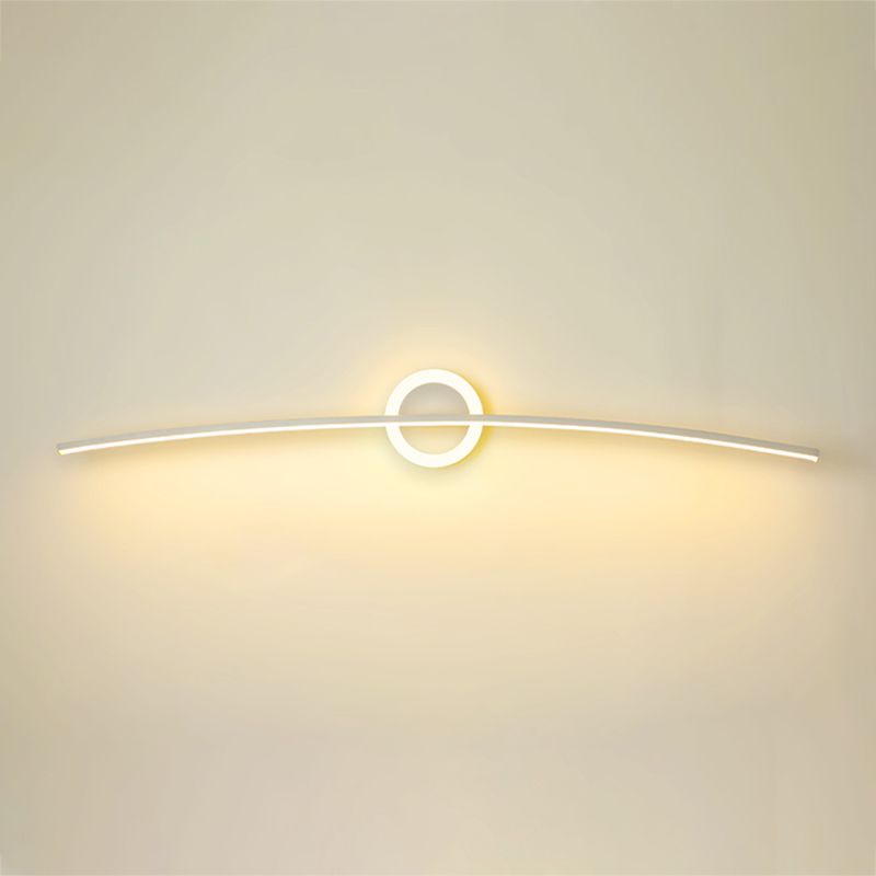 Linear Shade Metal Wall Sconce Modern Style Single Light Wall Mount Light in White