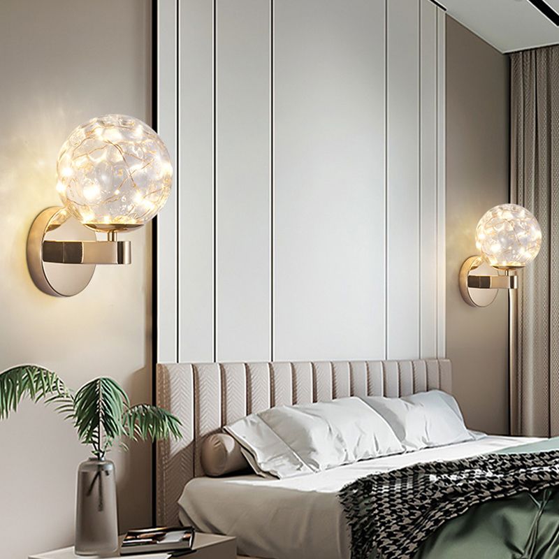 Modern Style Spherical Shape Wall Sconce Glass 1 Light Sconces for  Dining Room
