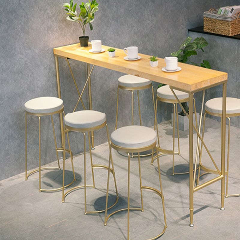 Glam Bar Height Table Solid Wood Top Bistro Bar Table for Living Room