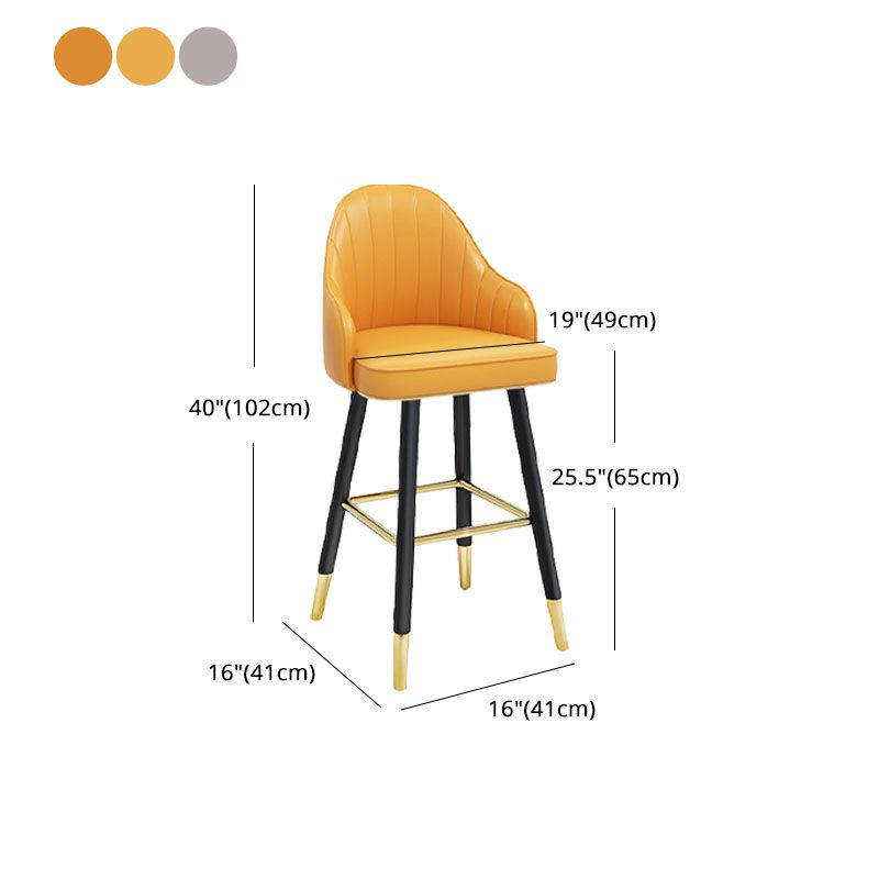 Scandinavian Armed Swivel Barstool Matte Finish Leather Stool