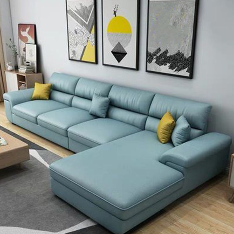 Sewn Pillow Back Pillow Top Arm Sectional with Slipcovered for Living Room