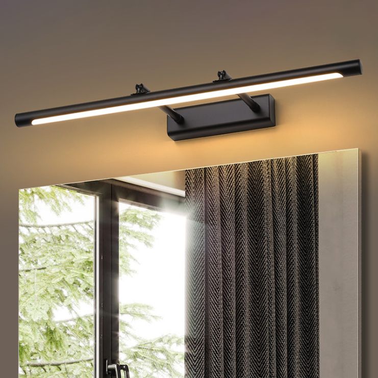 Linear Shape Metal Wall Sconce Modern 1 Light Swing Arm Mirror Wall Mounted Light