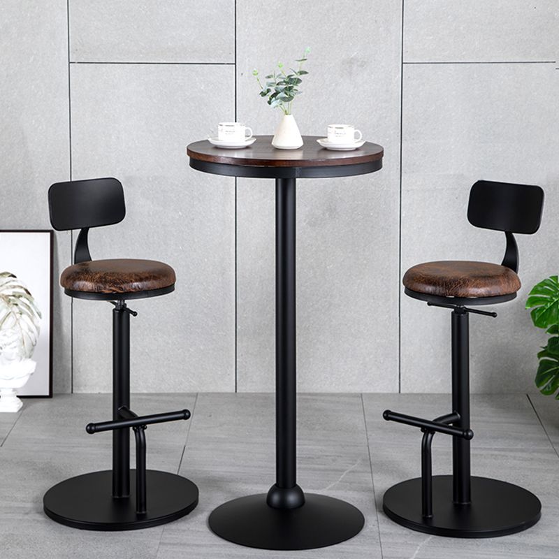 Industrial Metal Barstool Low Back Wood Counter Stool in Matte Finish