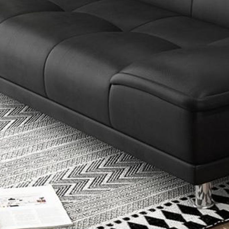 Contemporary Convertible Armless Cotton Blend and Faux Leather Sofa Bed