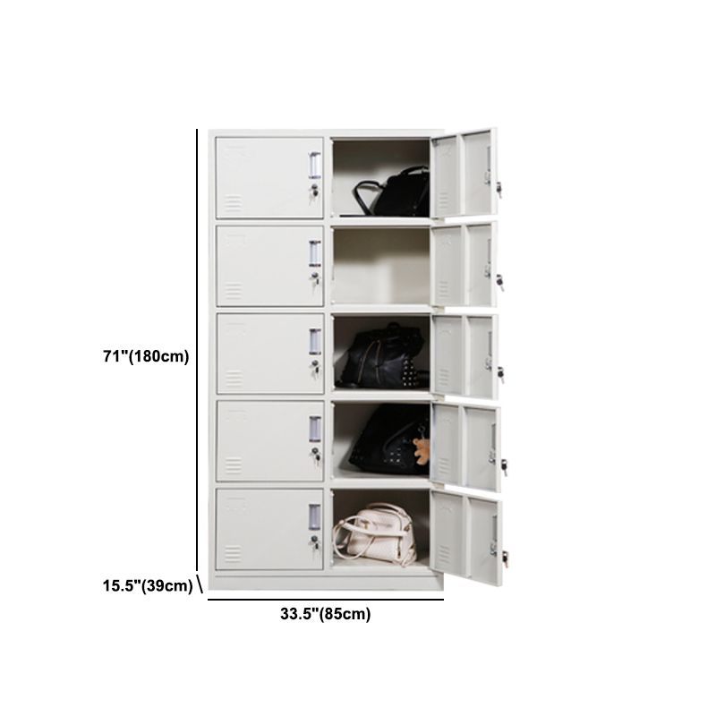 Contemporary Cabinet for Home White Metal Storage Cabinet with Hinged Doors